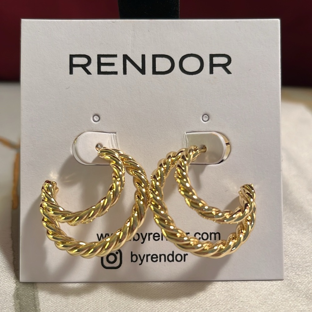 Goldtone Double Hoop Earrings-NWT